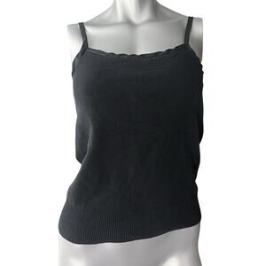 Y2K Vintage Gap Stretch Black Cami Top Cotton Knit Tank Minimalist Medium 2004
